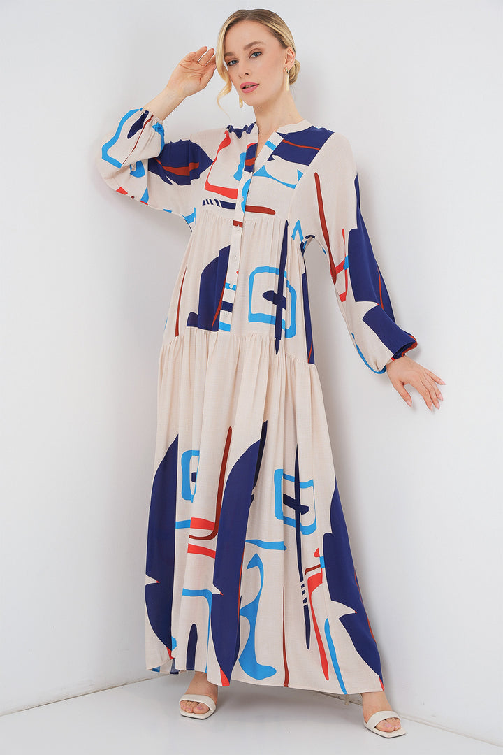 Bigdart Robe longue à motifs pour femmes 2585 - D.Crème