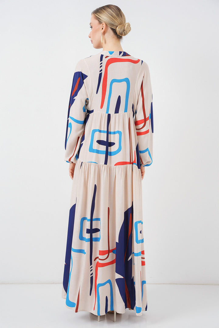 Bigdart Robe longue à motifs pour femmes 2585 - D.Crème