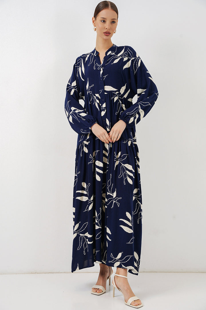 Bigdart Robe longue modestie à motifs femme 2585 - Bleu marine