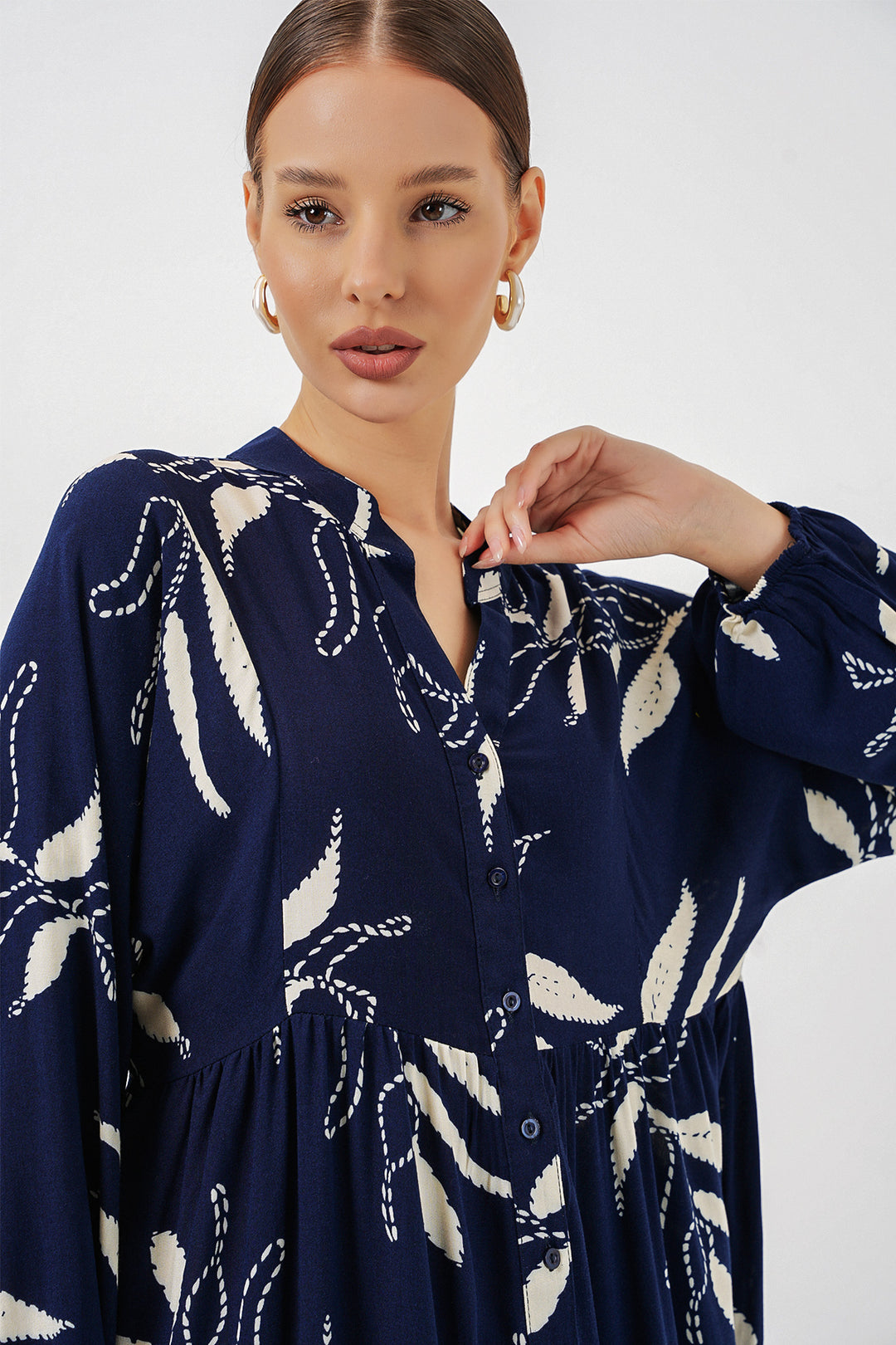 Bigdart Robe longue modestie à motifs femme 2585 - Bleu marine
