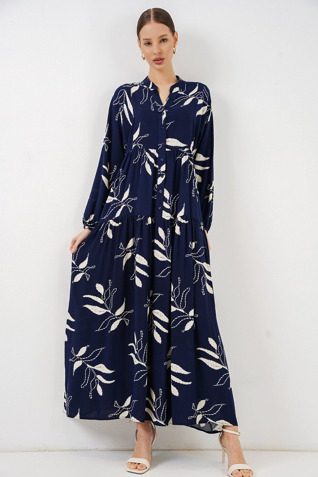 Bigdart Robe longue modestie à motifs femme 2585 - Bleu marine