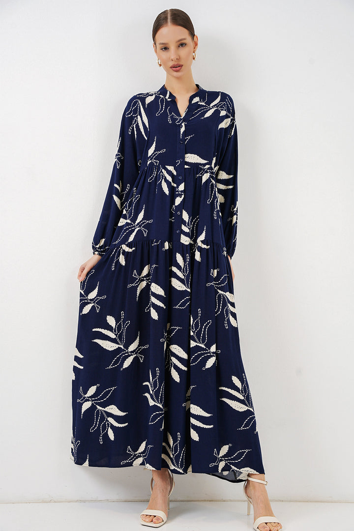 Bigdart Robe longue modestie à motifs femme 2585 - Bleu marine