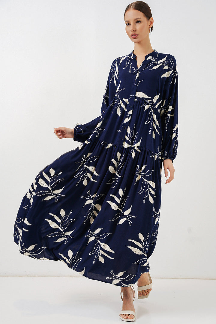 Bigdart Robe longue modestie à motifs femme 2585 - Bleu marine