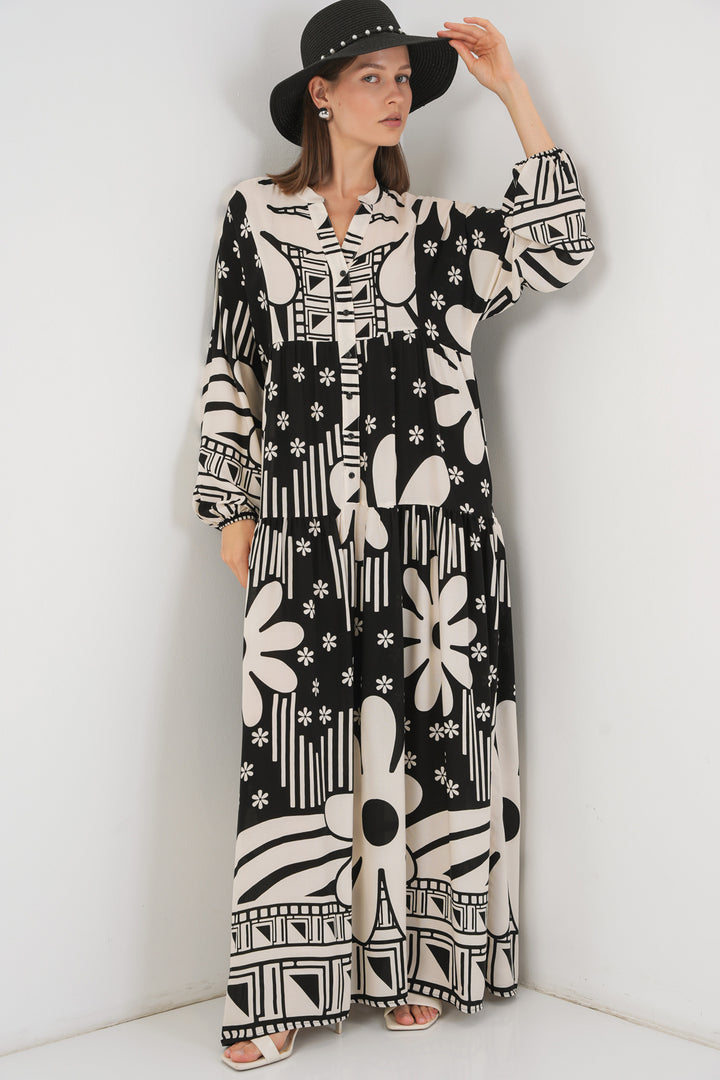 Bigdart Robe longue modeste à motifs pour femme 2585 - d. Noir