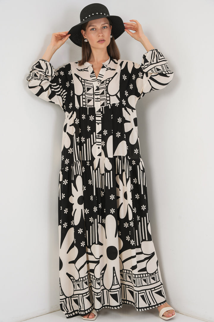 Bigdart Robe longue modeste à motifs pour femme 2585 - d. Noir