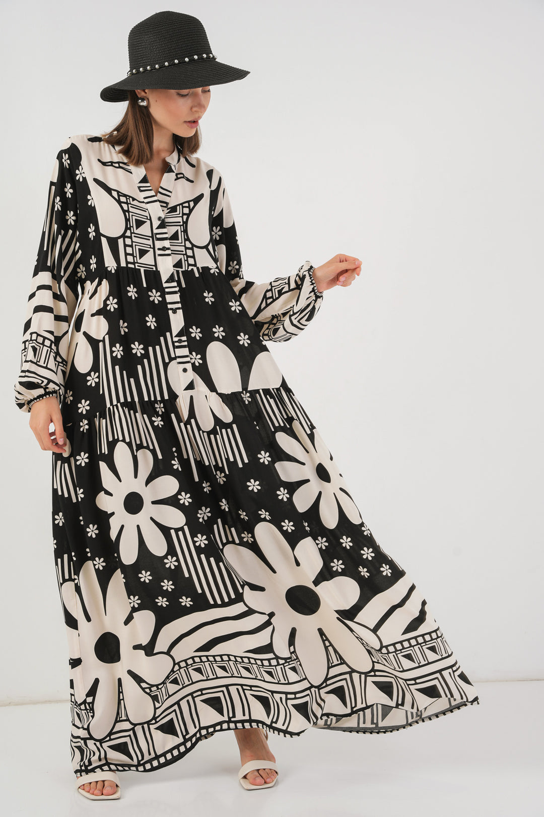 Bigdart Robe longue modeste à motifs pour femme 2585 - d. Noir