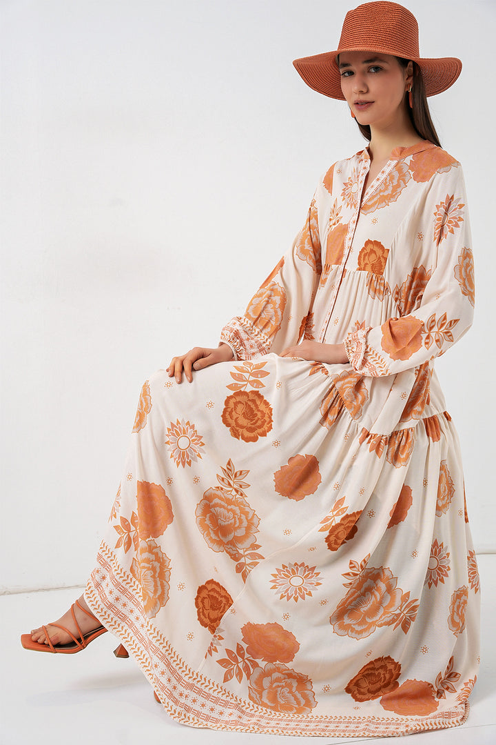 Bigdart Robe longue de hijab à motifs pour femme 2585 - Orange foncé