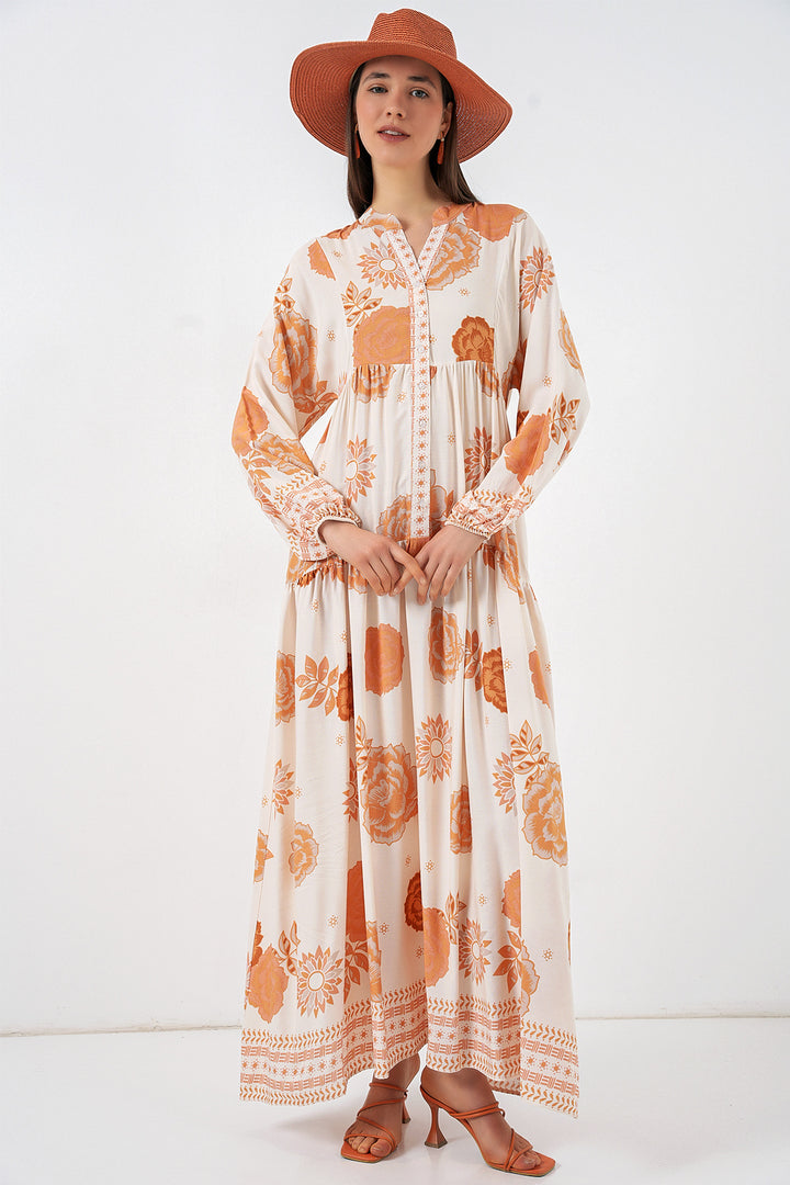 Bigdart Robe longue de hijab à motifs pour femme 2585 - Orange foncé