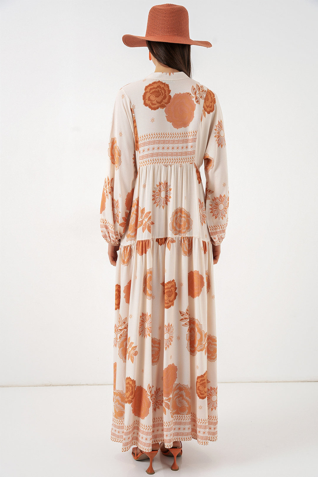 Bigdart Robe longue de hijab à motifs pour femme 2585 - Orange foncé