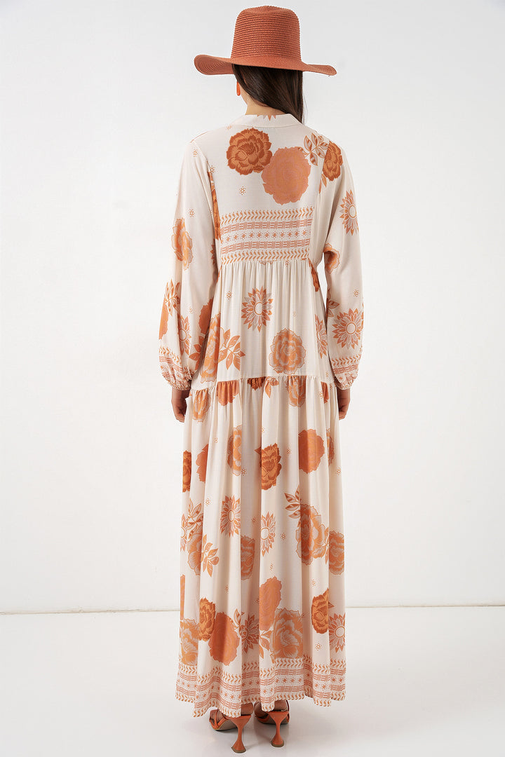 Bigdart Robe longue de hijab à motifs pour femme 2585 - Orange foncé