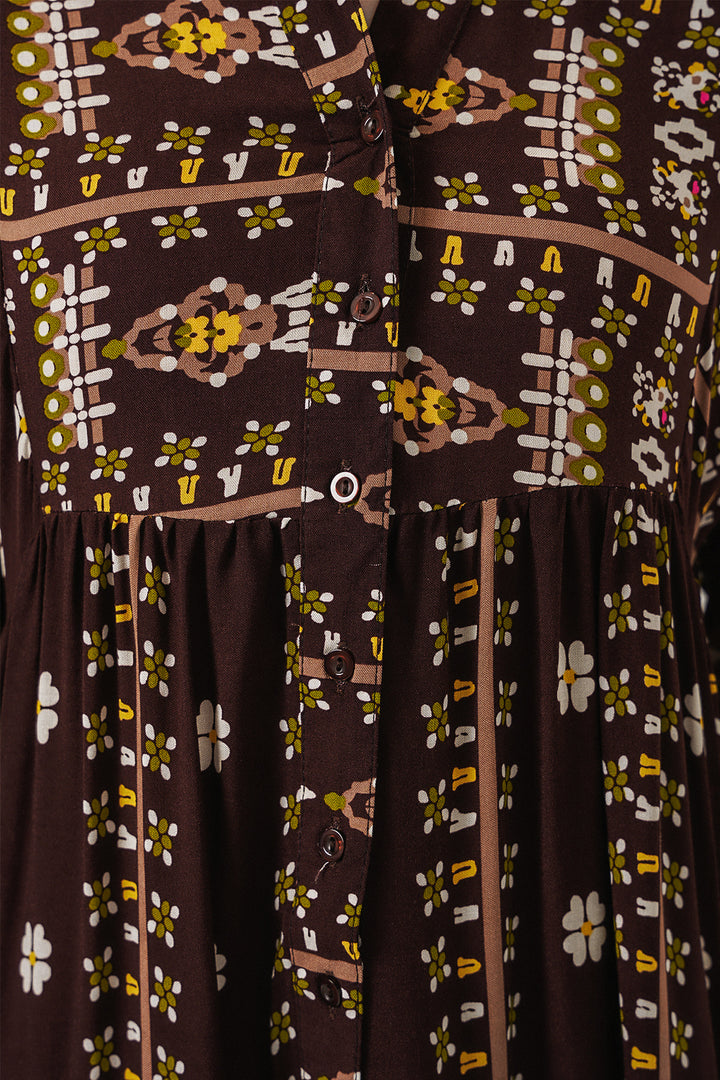 Bigdart Robe longue modeste à motifs pour femme 2585 - Marron uni