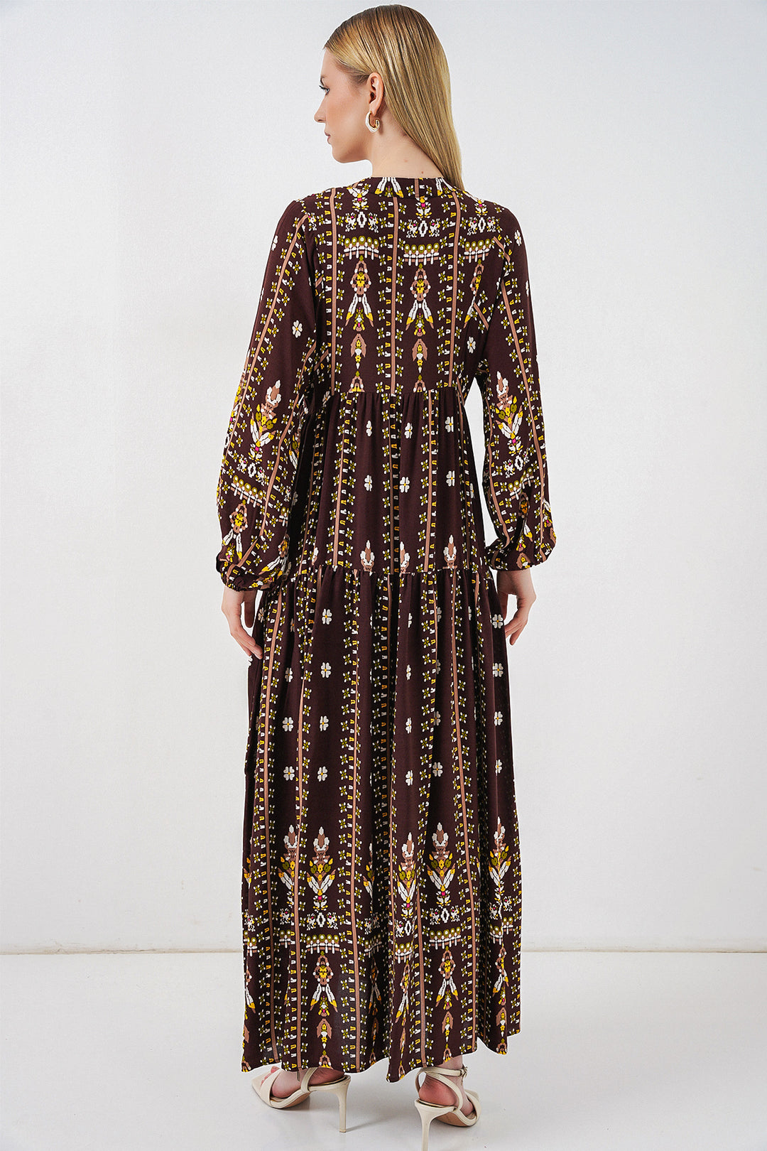 Bigdart Robe longue modeste à motifs pour femme 2585 - Marron uni