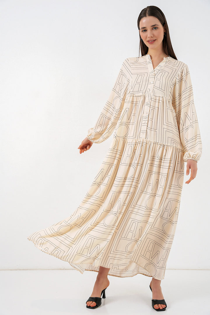 Bigdart Robe longue modeste à motifs pour femme 2585 - düz Crème