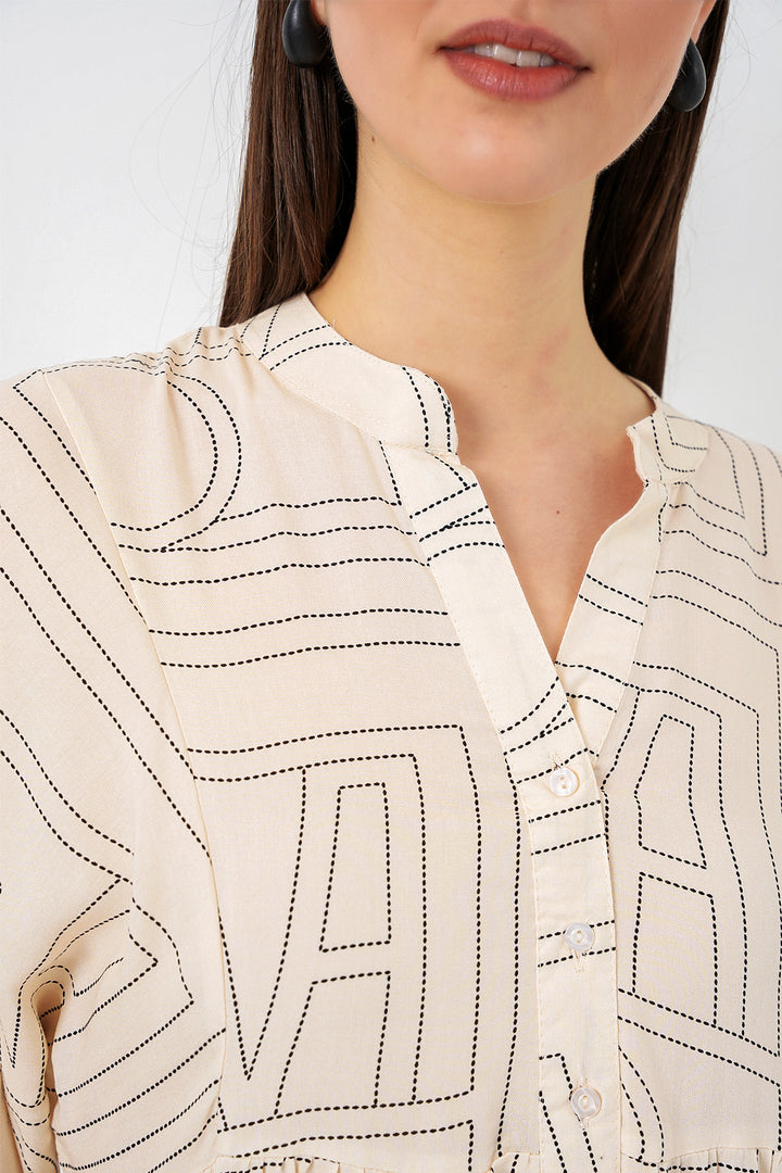 Bigdart Robe longue modeste à motifs pour femme 2585 - düz Crème