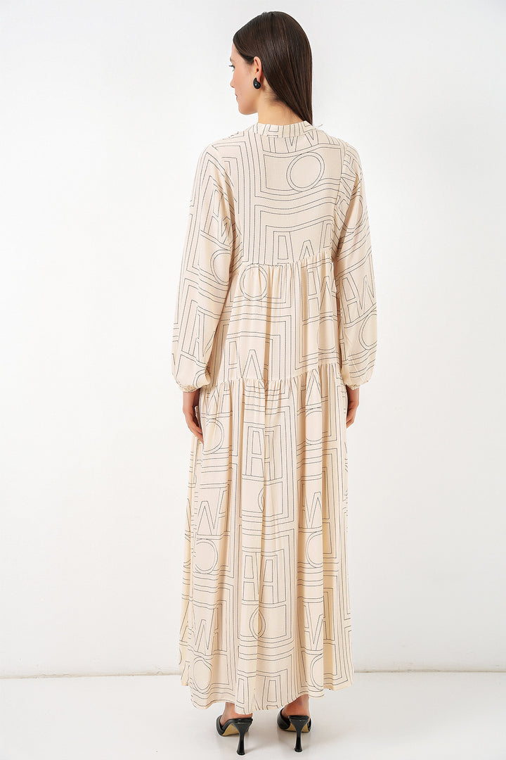 Bigdart Robe longue modeste à motifs pour femme 2585 - düz Crème