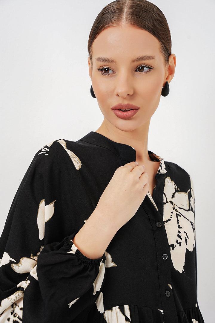 Bigdart Robe longue de hijab à motifs pour femme 2585 - düz Noir