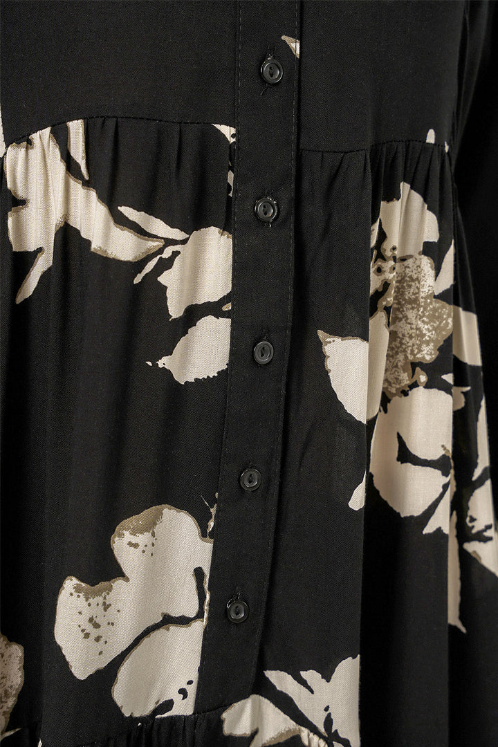 Bigdart Robe longue de hijab à motifs pour femme 2585 - düz Noir