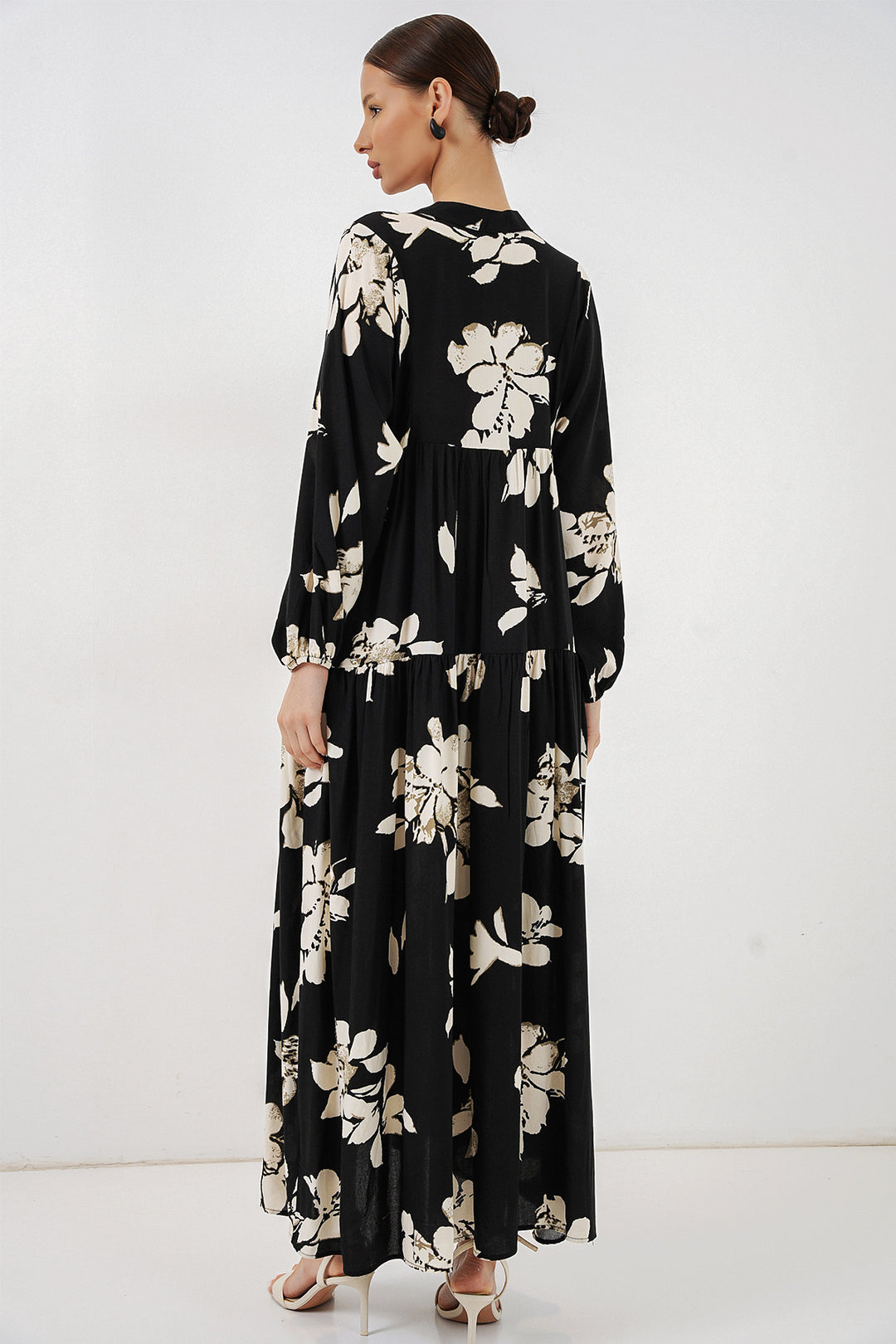Bigdart Robe longue de hijab à motifs pour femme 2585 - düz Noir
