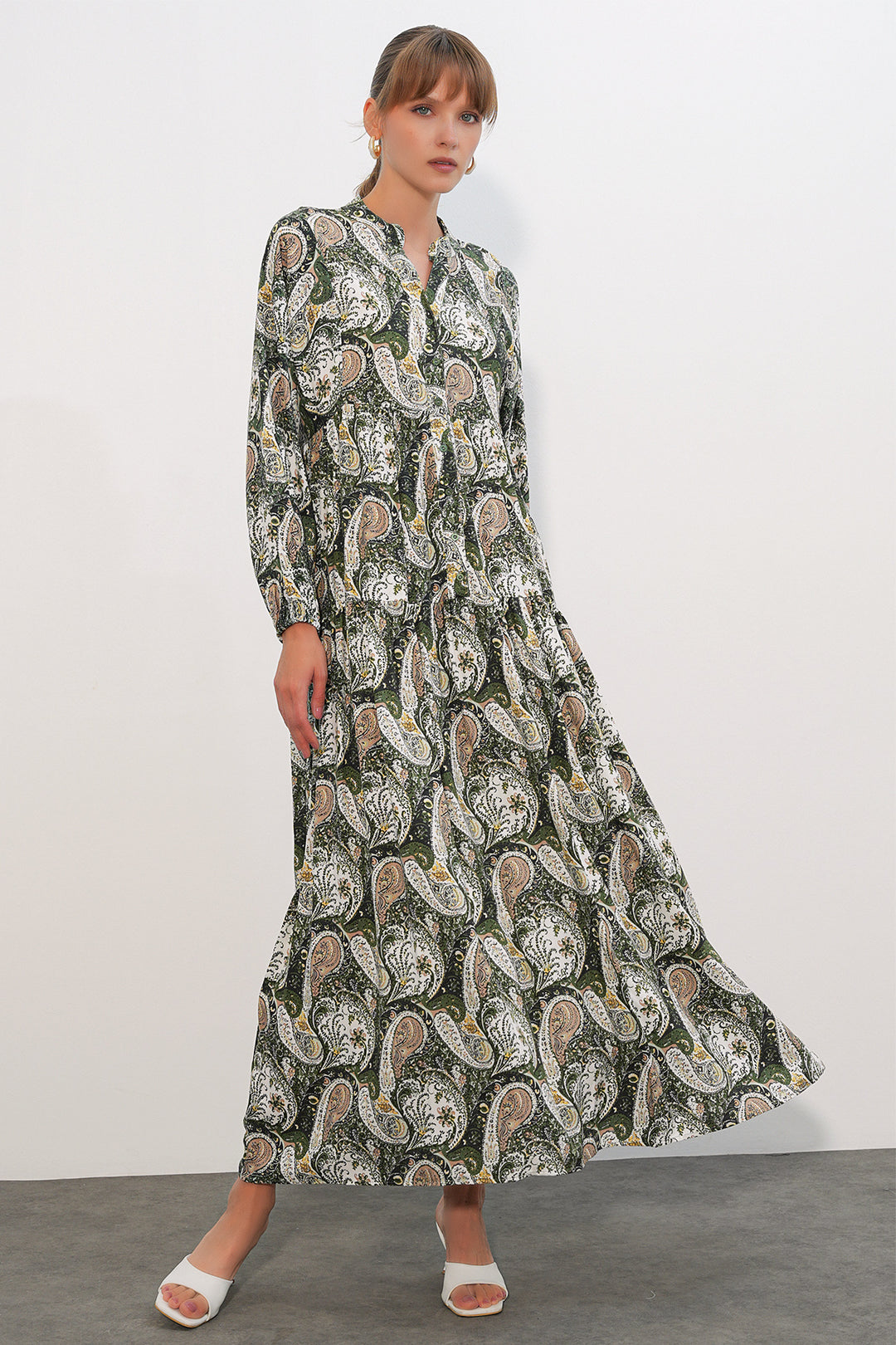 Bigdart Robe de hijab longue à motifs pour femme 2585 - Kaki