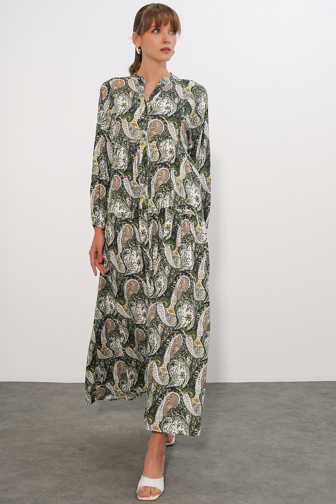 Bigdart Robe de hijab longue à motifs pour femme 2585 - Kaki