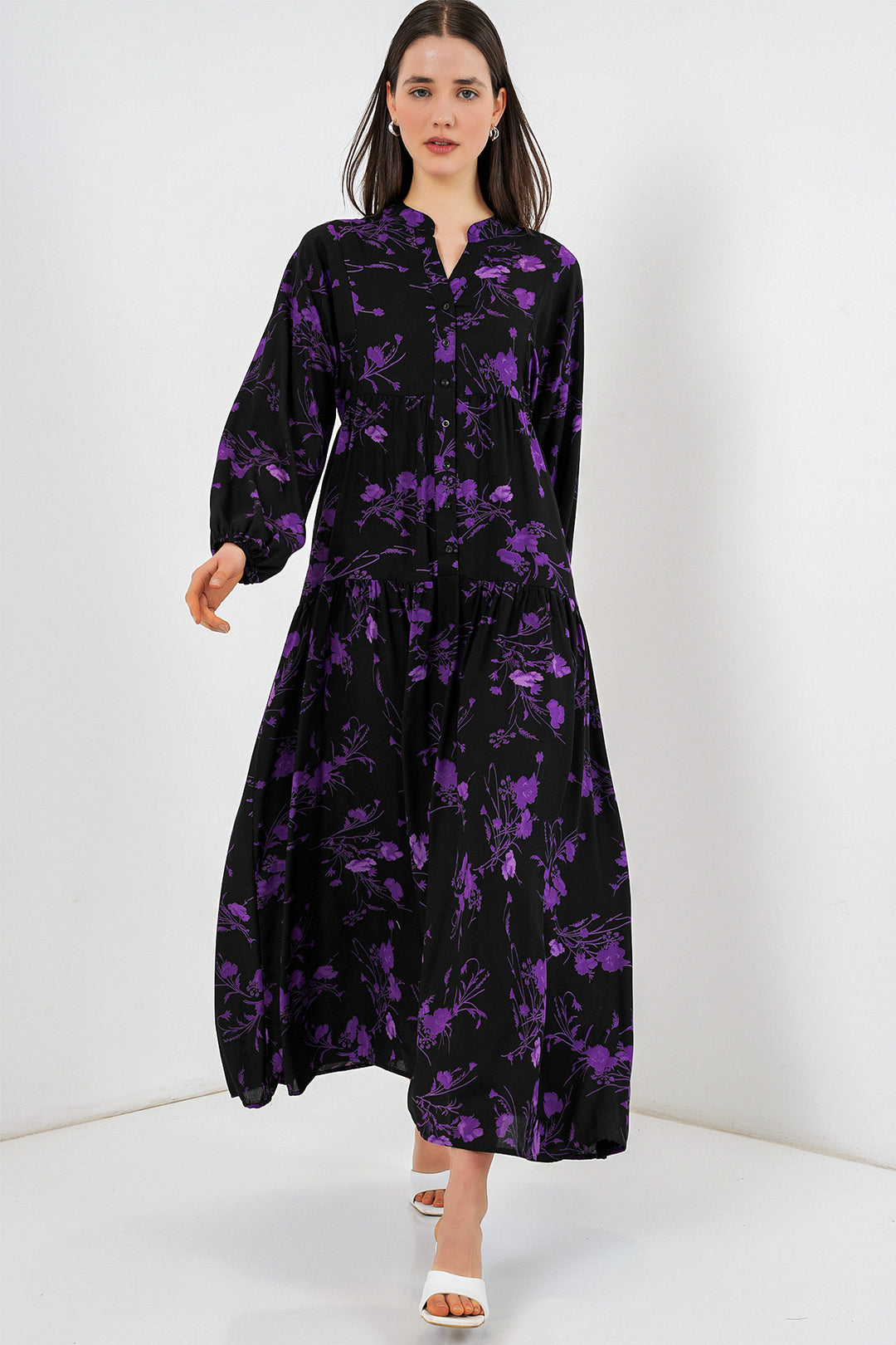 Bigdart Robe longue de hijab à motifs pour femmes 2585 - Noir