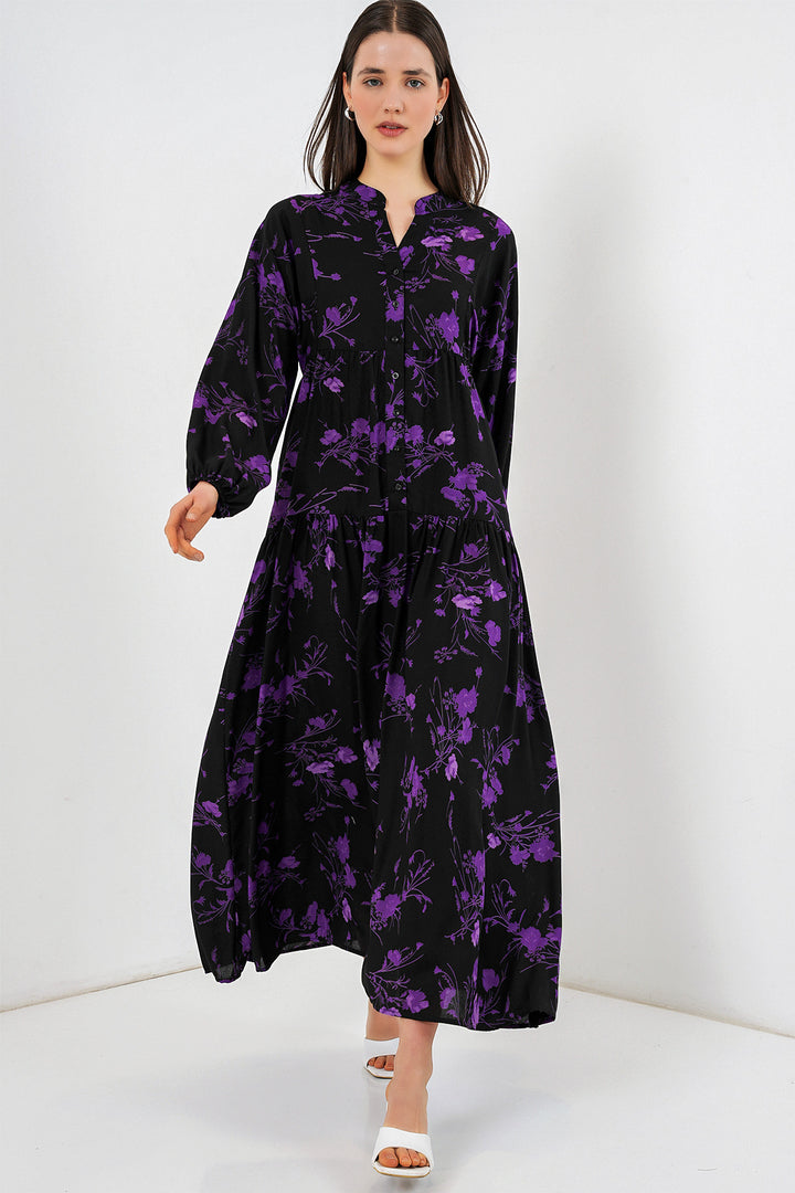 Bigdart Robe longue de hijab à motifs pour femmes 2585 - Noir