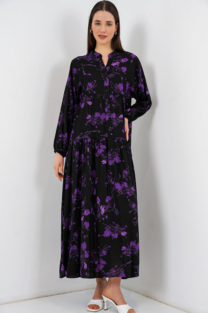 Bigdart Robe longue de hijab à motifs pour femmes 2585 - Noir