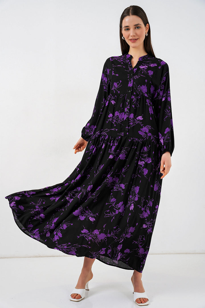 Bigdart Robe longue de hijab à motifs pour femmes 2585 - Noir