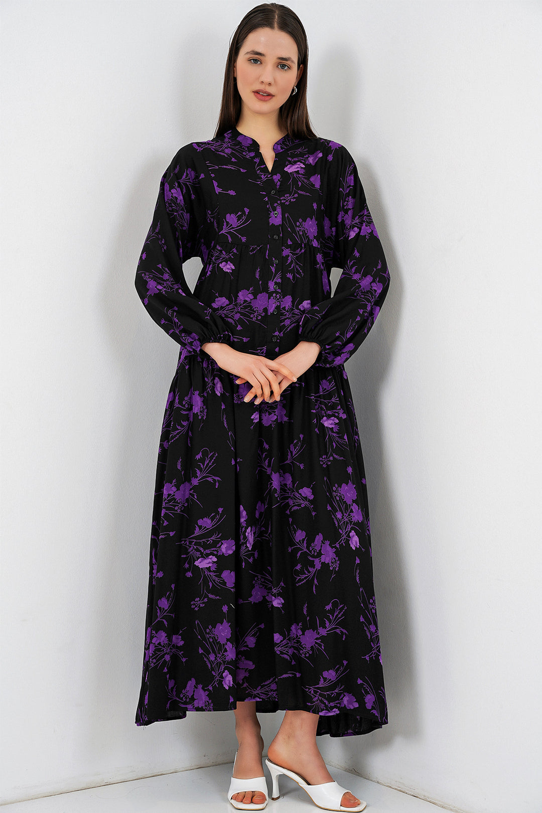 Bigdart Robe longue de hijab à motifs pour femmes 2585 - Noir