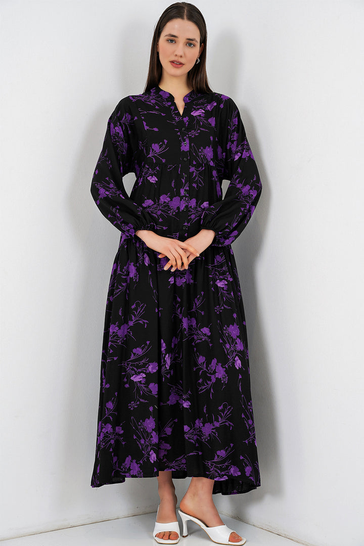 Bigdart Robe longue de hijab à motifs pour femmes 2585 - Noir