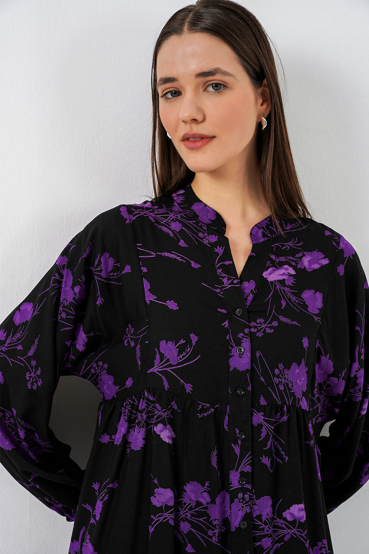 Bigdart Robe longue de hijab à motifs pour femmes 2585 - Noir