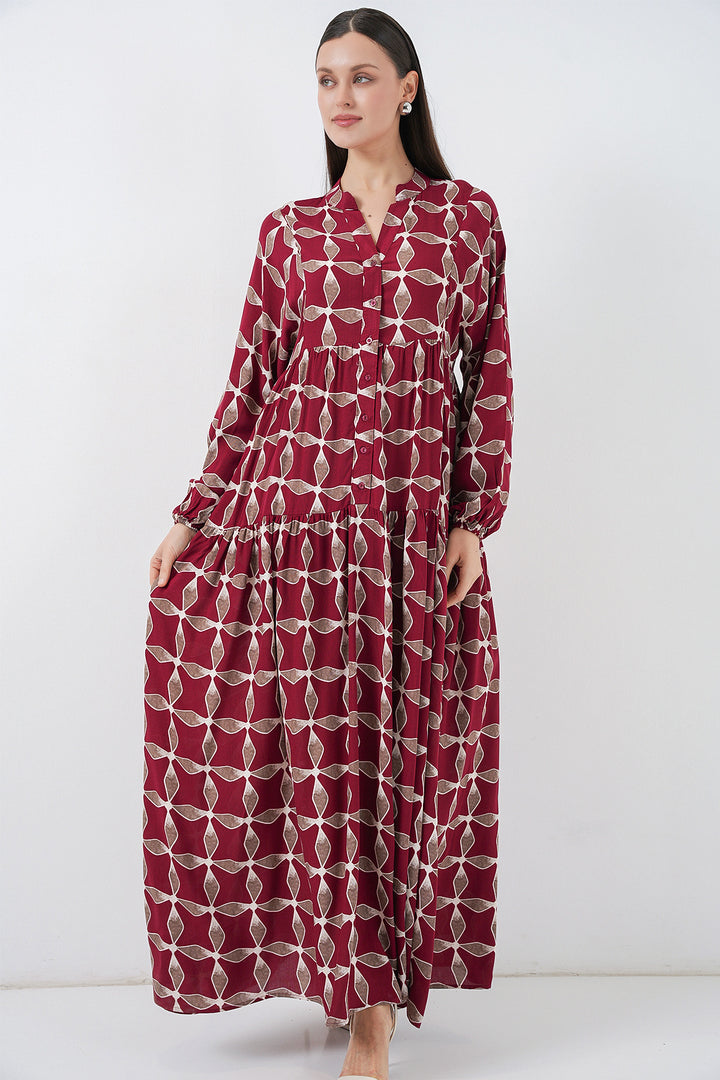 Bigdart Robe Longue Modeste à Motifs Femme 2585 - Bordeaux