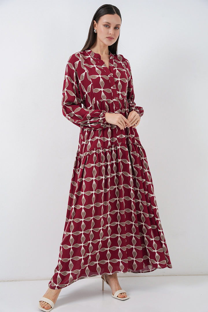 Bigdart Robe Longue Modeste à Motifs Femme 2585 - Bordeaux