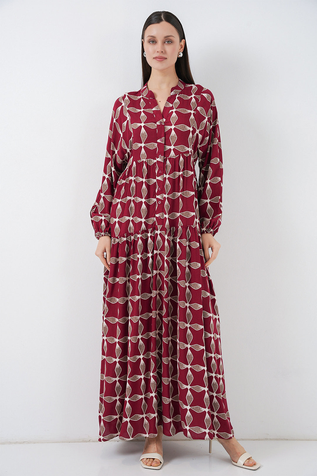 Bigdart Robe Longue Modeste à Motifs Femme 2585 - Bordeaux