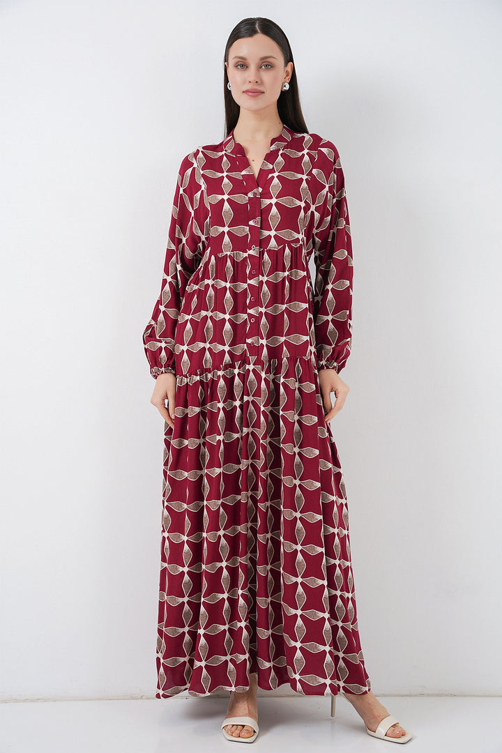 Bigdart Robe longue modeste à motifs pour femme 2585 - f.Bordeaux