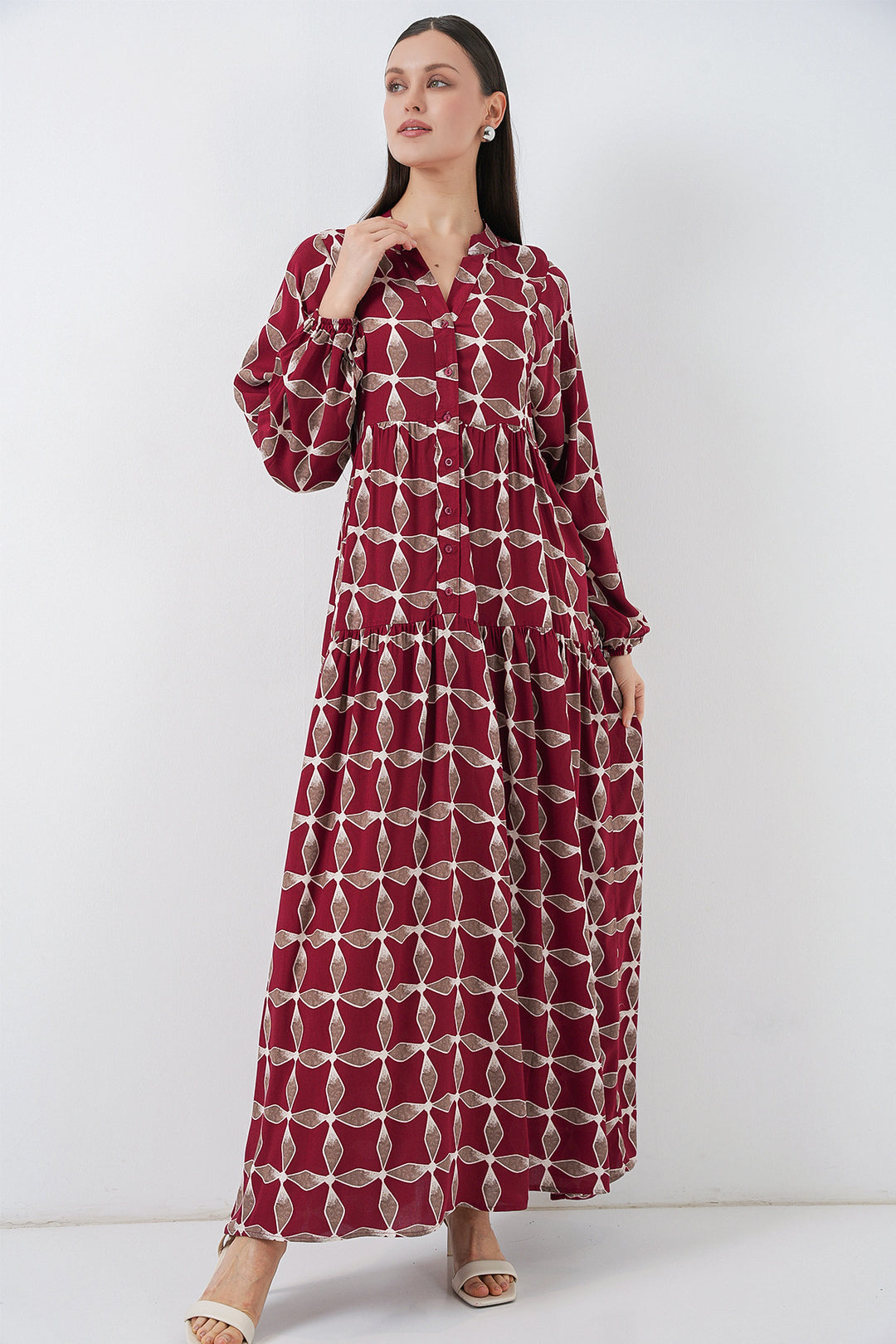 Bigdart Robe Longue Modeste à Motifs Femme 2585 - Bordeaux