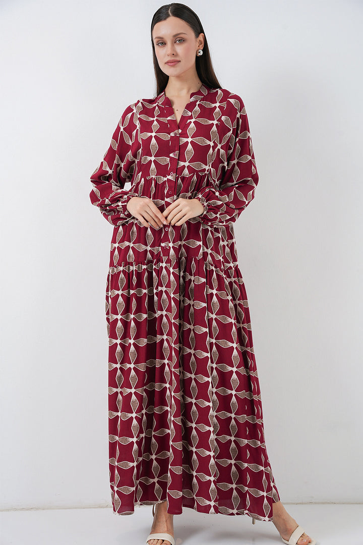 Bigdart Robe Longue Modeste à Motifs Femme 2585 - f.Bordeaux
