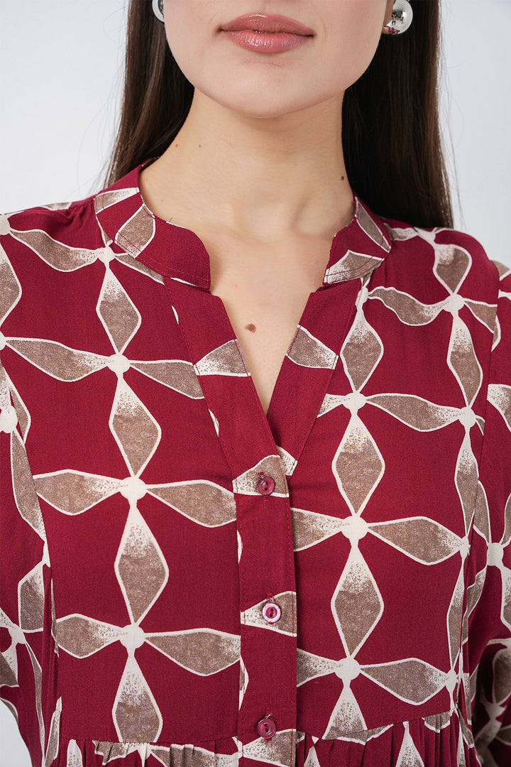 Bigdart Robe Longue Modeste à Motifs Femme 2585 - Bordeaux