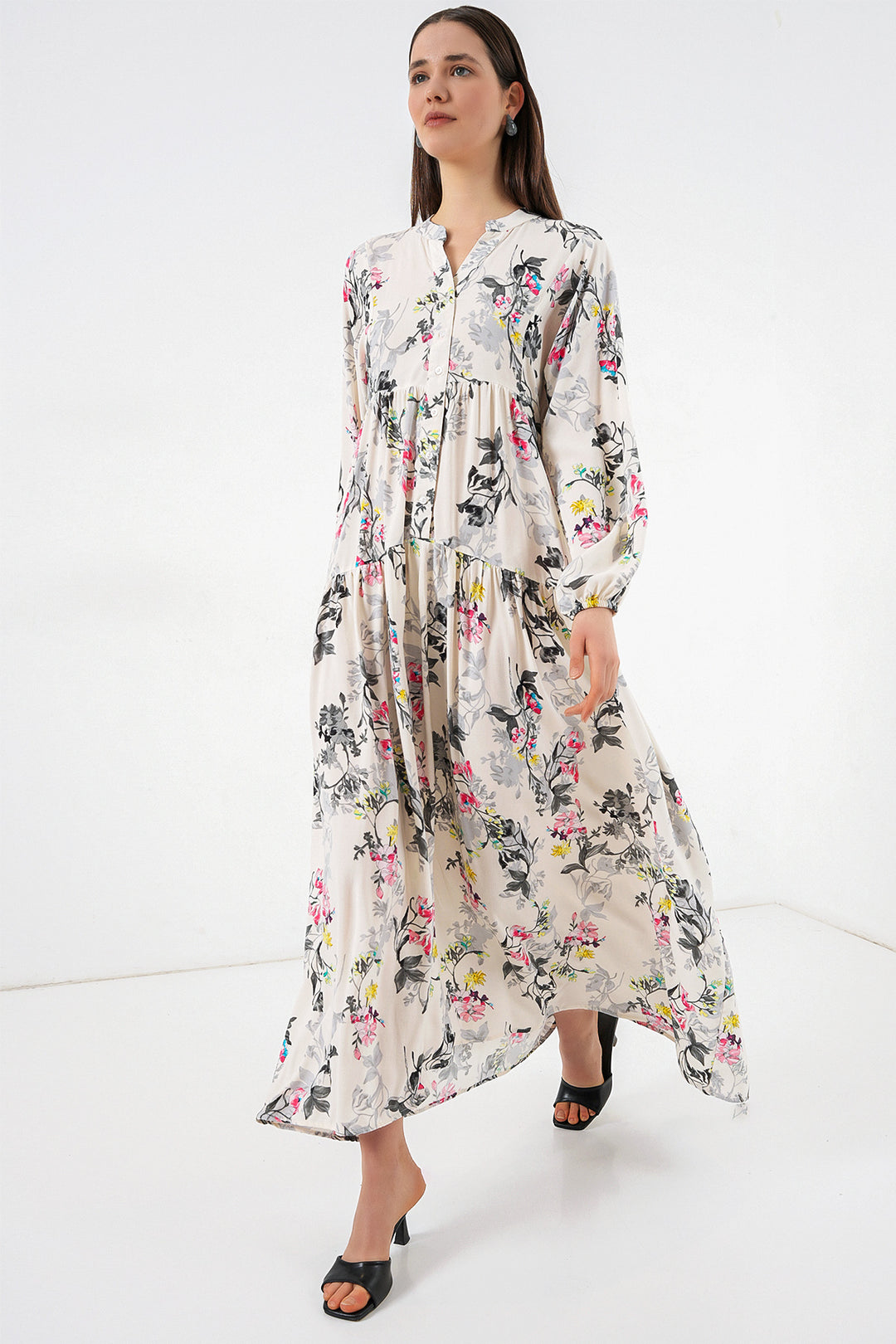 Bigdart Robe longue à motifs pour femmes 2585 - F.Gris