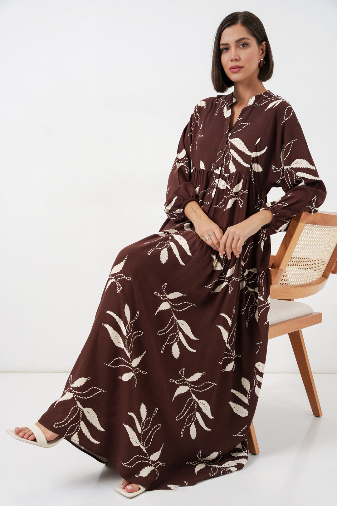 Bigdart Robe de hijab longue à motifs pour femmes 2585 - Marron foncé