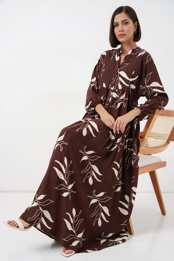 Bigdart Robe de hijab longue à motifs pour femmes 2585 - Marron foncé