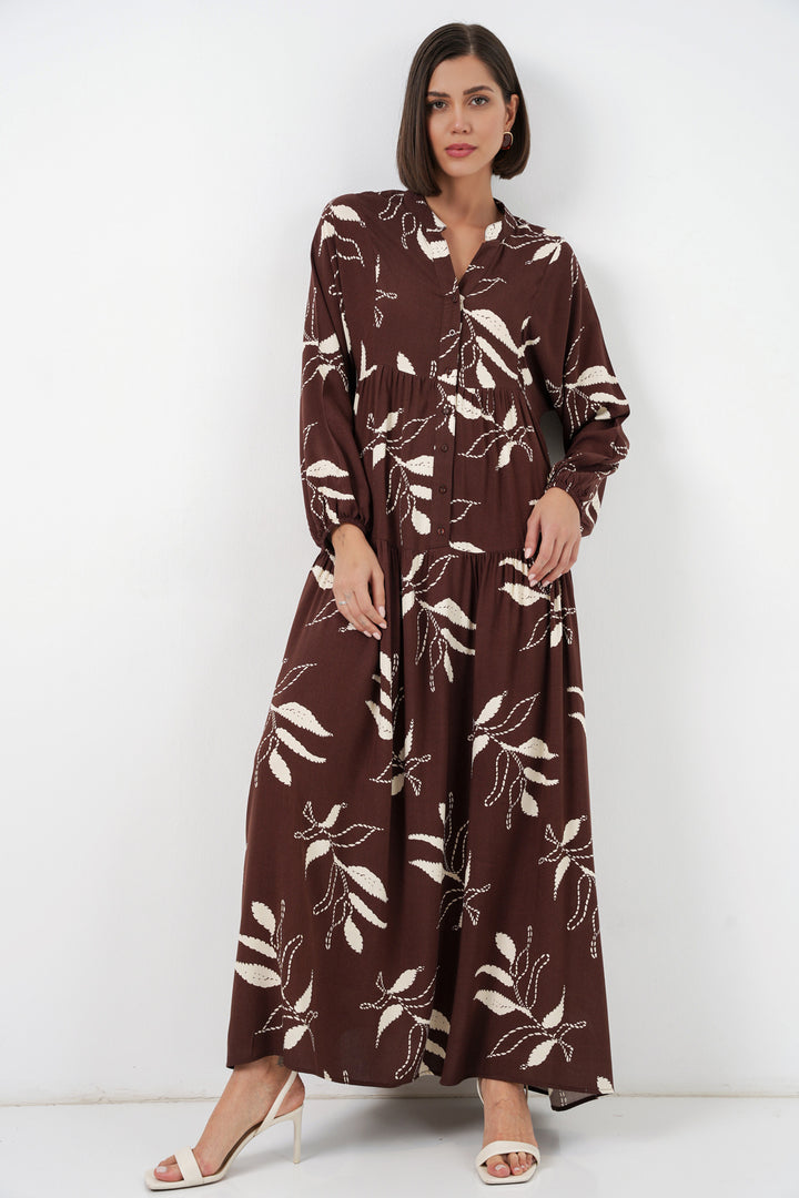 Bigdart Robe de hijab longue à motifs pour femmes 2585 - Marron foncé