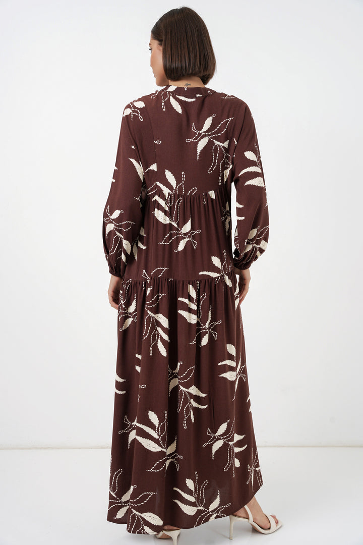 Bigdart Robe de hijab longue à motifs pour femmes 2585 - Marron foncé