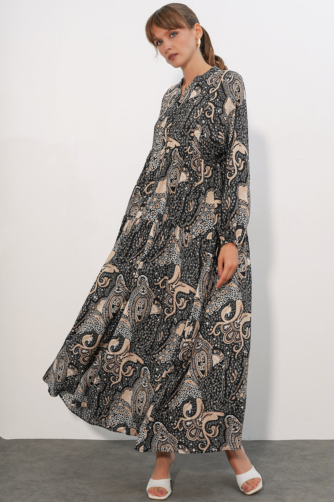 Bigdart Robe de hijab longue à motifs pour femme 2585 - Anthracite