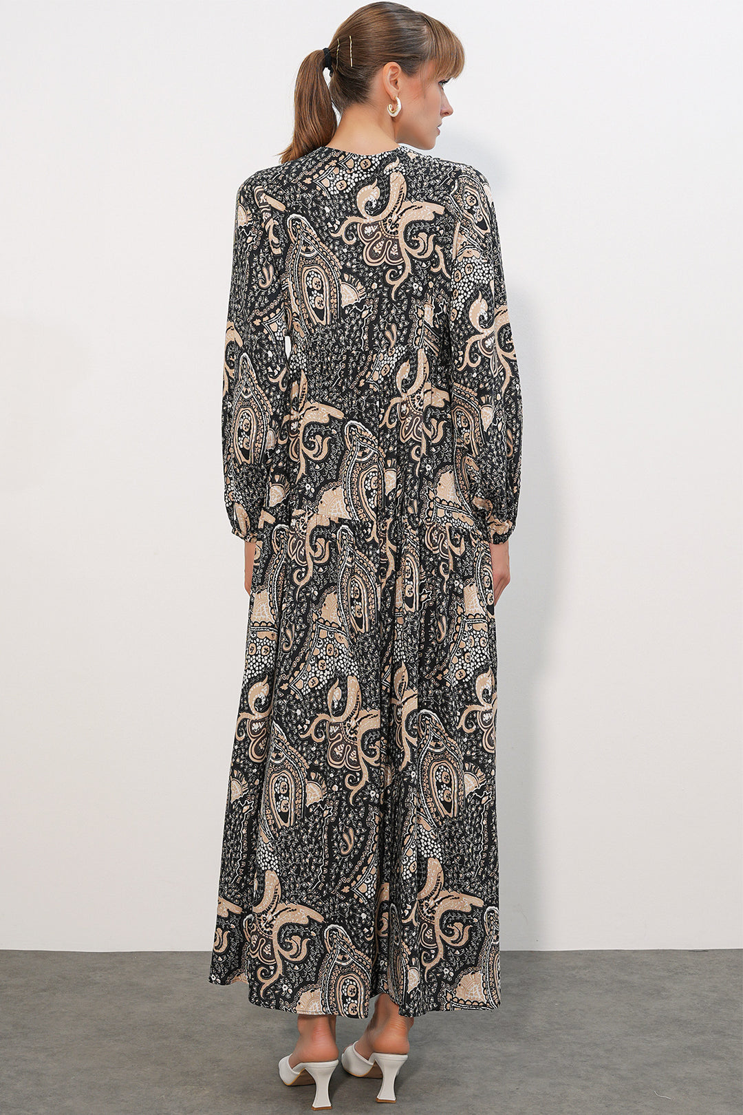 Bigdart Robe de hijab longue à motifs pour femme 2585 - Anthracite
