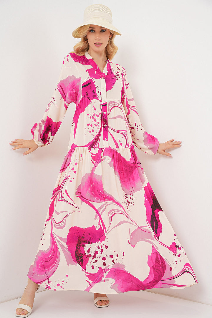 Bigdart Robe longue à motifs pour femmes 2585 - Fuchsia