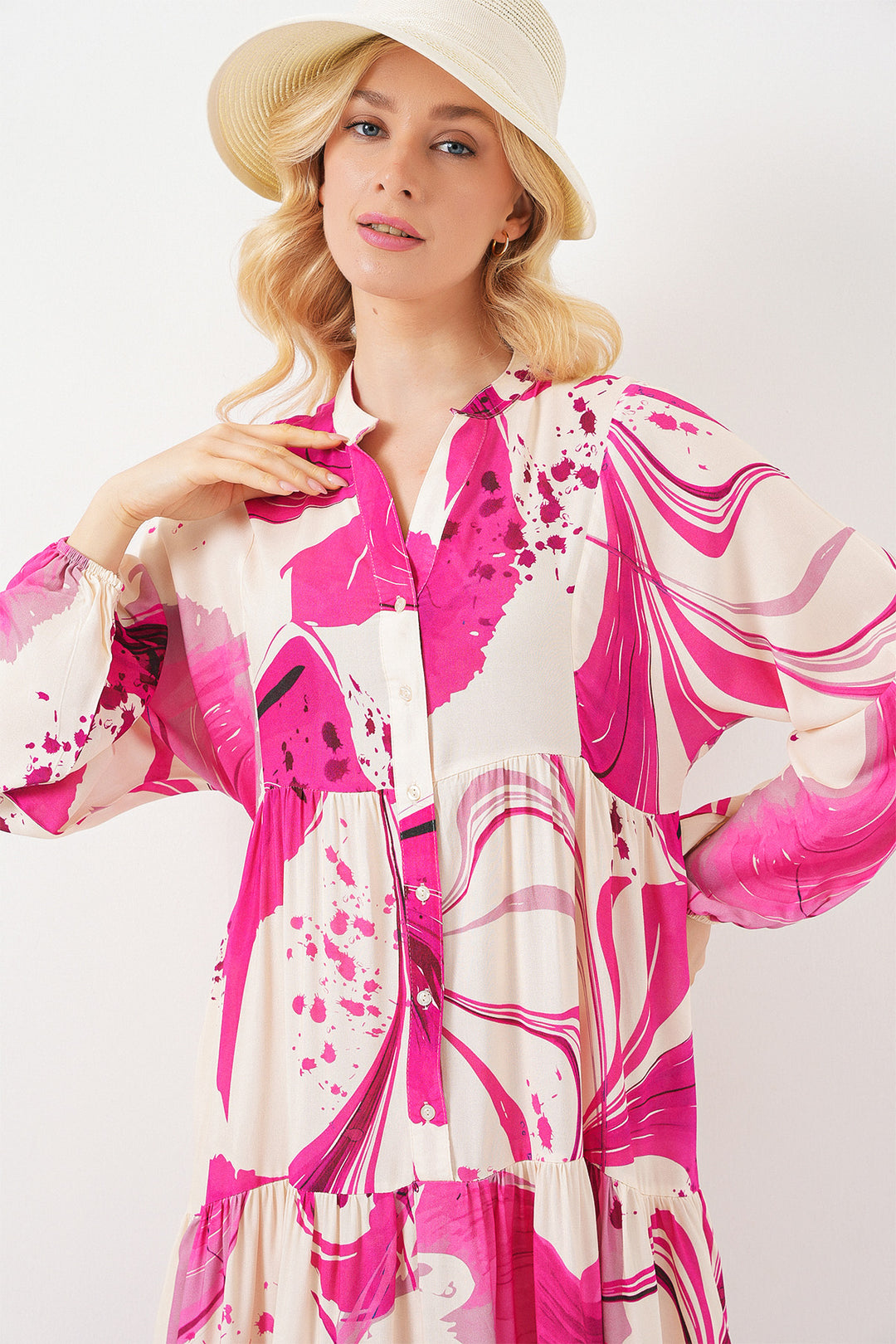 Bigdart Robe longue modeste à motifs pour femme 2585 - Fuchsia