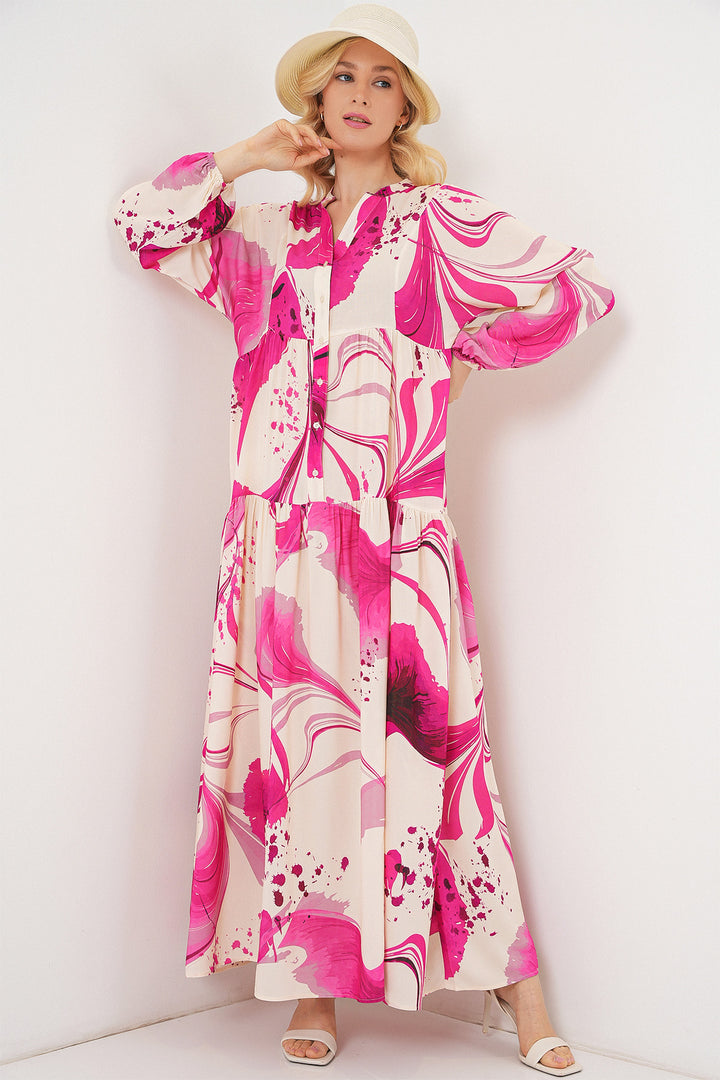 Bigdart Robe longue à motifs pour femmes 2585 - Fuchsia