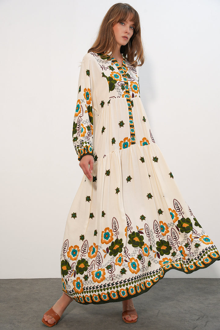 Bigdart Robe longue modeste à motifs pour femmes 2585-H. Vert