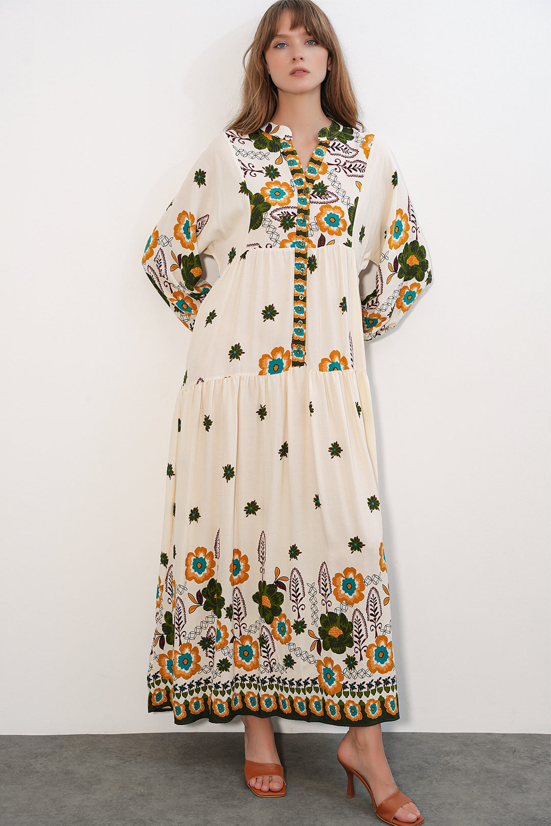 Bigdart Robe longue modeste à motifs pour femmes 2585-H. Vert